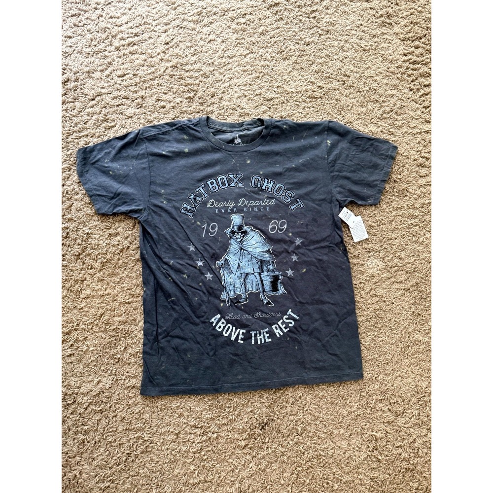Disney Parks Haunted Mansion Hatbox Ghost T-Shirt Mens Medium Black Graphic